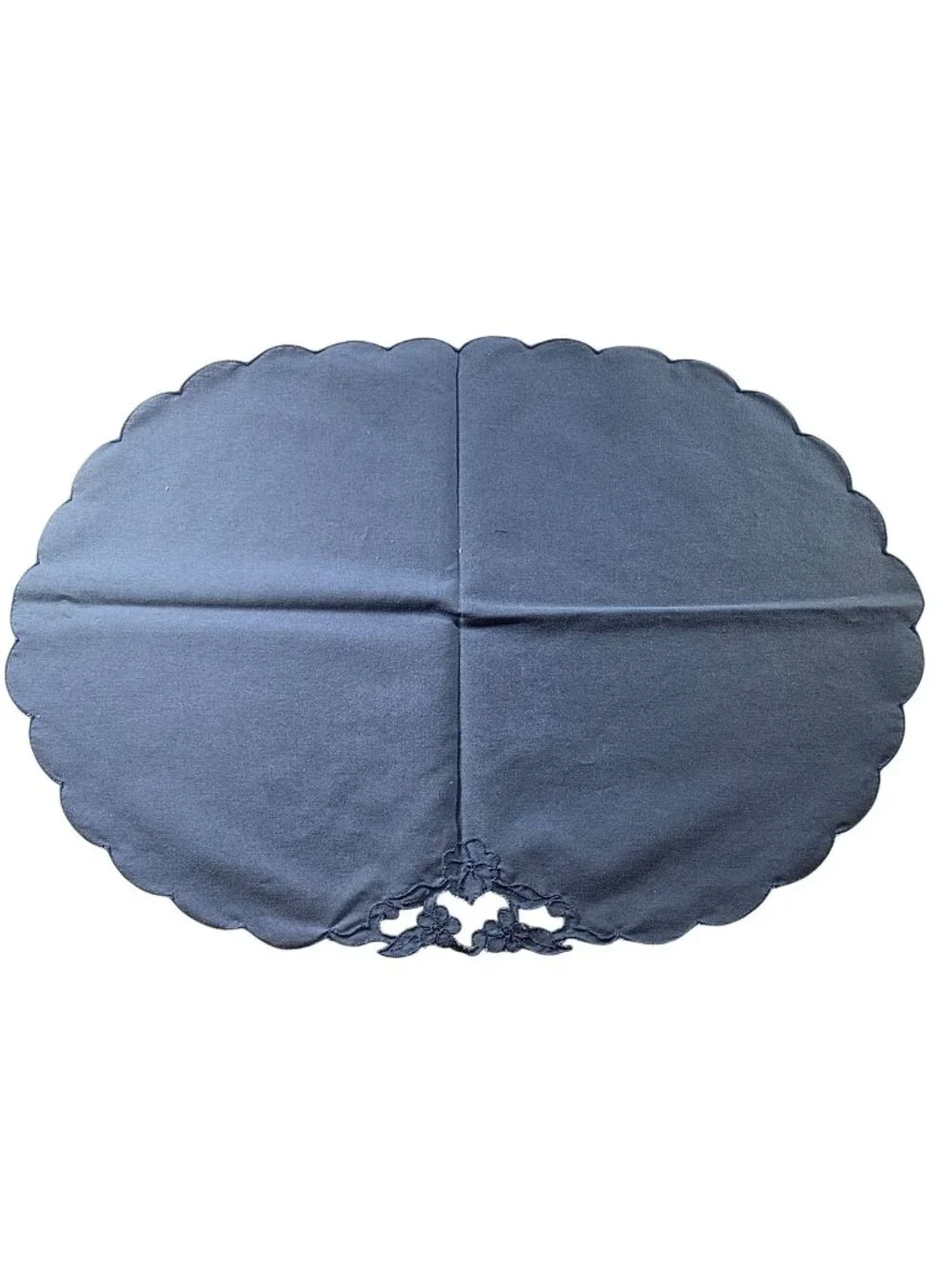 Set of four placemats and napkins Blue Scalloped Floral grannycore cottagecore
